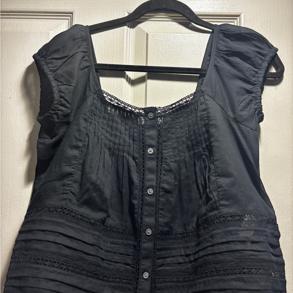 J. Crew Cap sleeve lace trim top in cotton voile